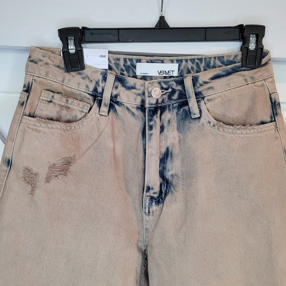 Vervet Jeans 25 Brown Burnt‎ High Rise 90s Vintage Flare Distressed Shredded NWT - Picture 1 of 10